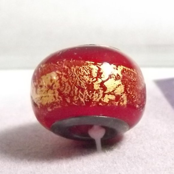 Red and Gold 925 Murano Glass Bead - Picture 4 of 7